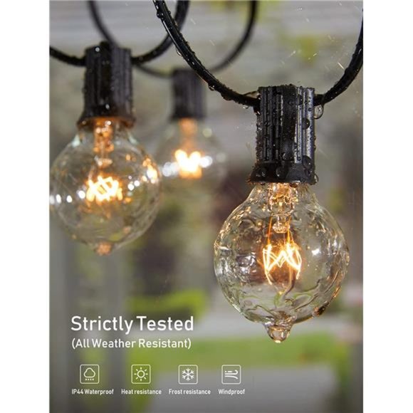 Outdoor String Light 50Feet G40 Globe Patio Lights with 52 Edison Glass Bulbs - Picture 4 of 6